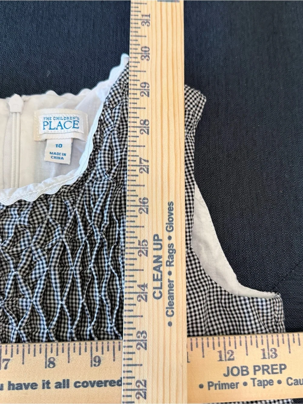 The Children's Place Black and White Smocked Gingham Dress Sz 10